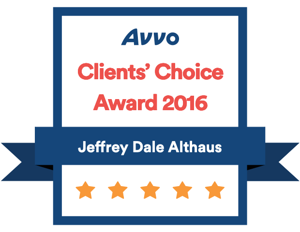 Avvo Clients Choice 2016 Jeffry Dale Althaus